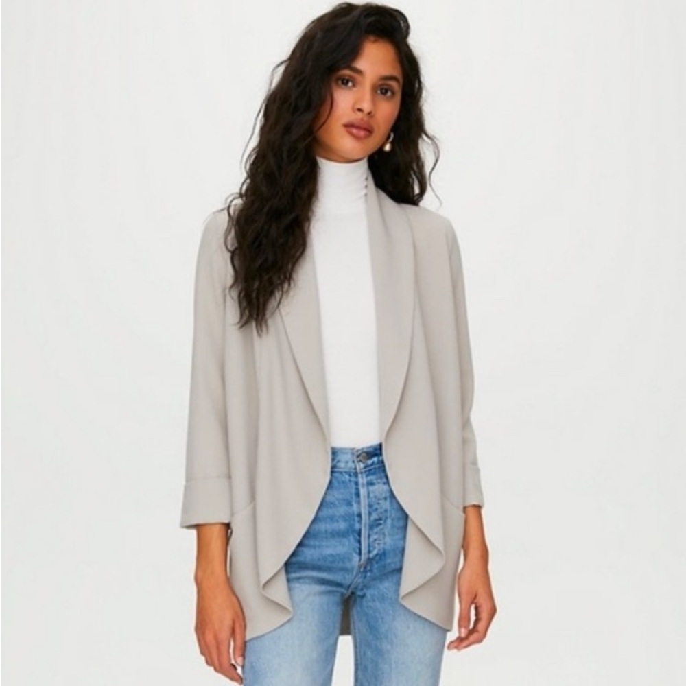 Wilfred Light Gray Draped Blazer